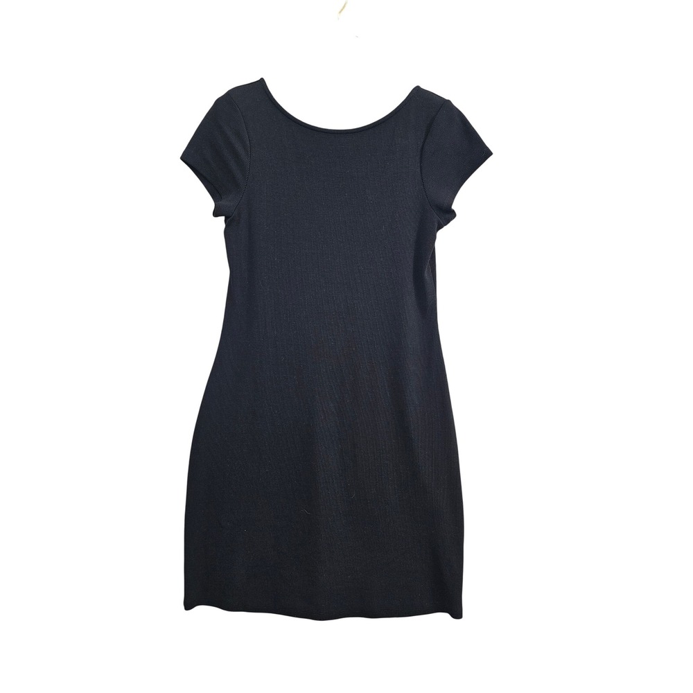 Boden Ribbed Mini Dress Womens 10 Black Cotton Modal Short Sleeve Scoop Neck LBD